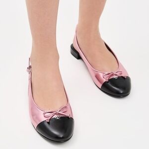$278 Tory Burch Cap-Toe Slingback Ballet Flats Size 9.5